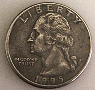 1995 P Washington Quarter Error with a No Clad Finish Obverse