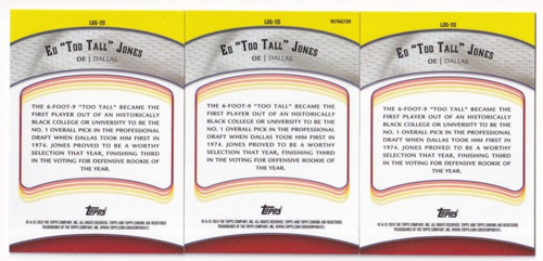 Ed "Too Tall" Jones 2024 TOPPS CHROME LEGENDS OF THE GRIDIRON REFRACTOR + LOT - Picture 2 of 2