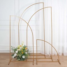 4 Gold Metal Floral Display Frame Half Moon Backdrop STAND Arch Set Party Events