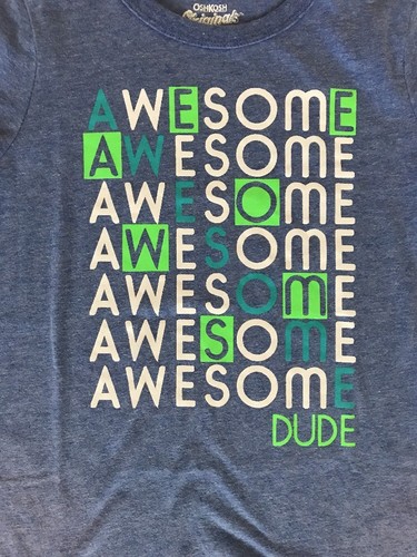 Oshkosh Originals Boys Size 5 “Awesome Dude” Light Blue Short Sleeve Tee - Picture 2 of 4