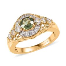 1.25ctw Tanzanian Green Apatite Zircon Ring Vermeil Plated Sterling Size 7