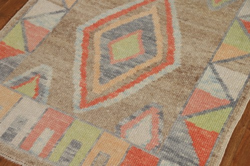 Vegetable Dye Handmade Oushak Turkish Hallway Runner Rug Wool Carpet 3x9 ft - Picture 7 of 17