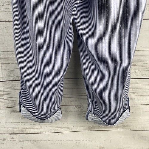 Natural Reflections Cropped Pants Small Blue White Pin Striped Roll Tab Cuffs - Picture 10 of 11