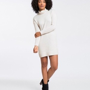 cream turtleneck sweater dress