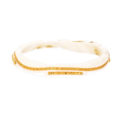 22K Droplets Ripple Yellow Gold Sankha Bangle For Women By