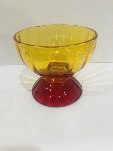 "Par de cuencos de postre de vidrio Libbey (2) dos tonos rojo amarillo multiuso 5"" con MCM" - Imagen 11 de 12