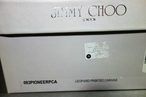 Jimmy Choo 36 Pioneer Estampado Leopardo Lona Marrón Oscuro Cuero Sandalias Zapatos NUEVOS - Imagen 12 de 12