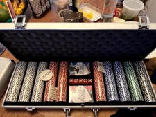 500PC PRO CLAY LAS VEGAS POKER/BLACKJACK CHIP SET w/ HEAVY-DUTY ALUMINUM CASE