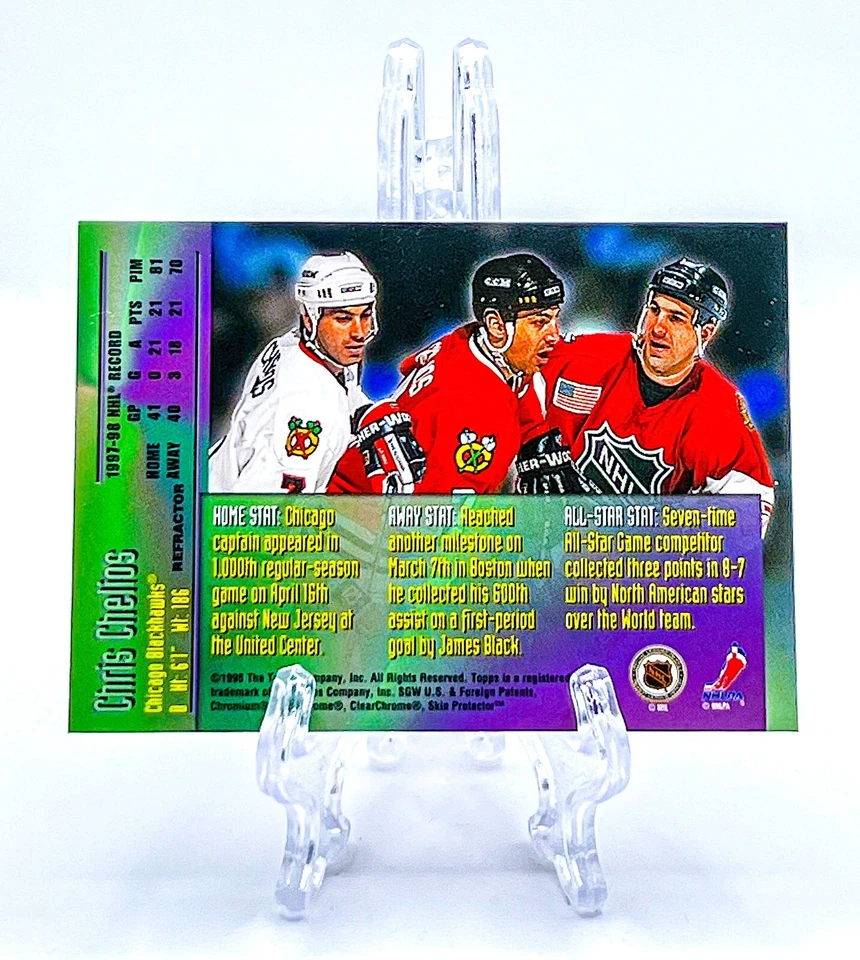 CHRIS CHELIOS 1998 Topps Mystery Finest #M17 BRONZE REFRACTOR BLACKHAWKS HOF - Image 2 of 2