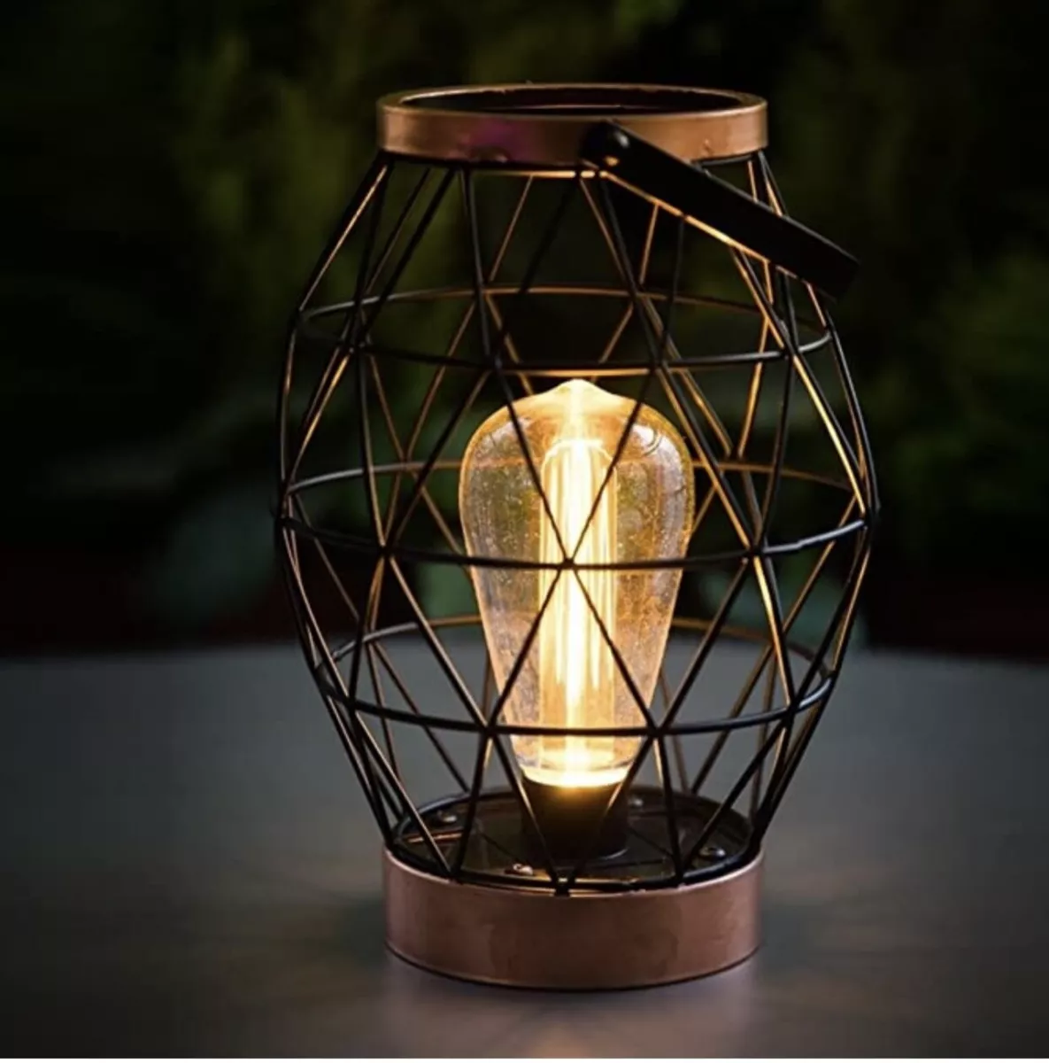 Noma Black Copper Battery Operated Geo Table Lantern With Handle RRP 19.99