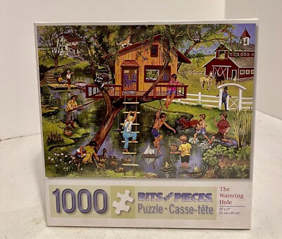 Jigsaw Puzzle 1000 pc Bits and Pieces The Watering Hole NEW FACTORY SEALED