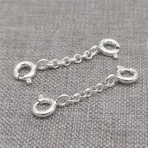 2 Sterling Silver Rolo Chain Extension w/ Spring Clasp 20mm 40mm 60mm 80mm 100mm - Picture 1 of 5