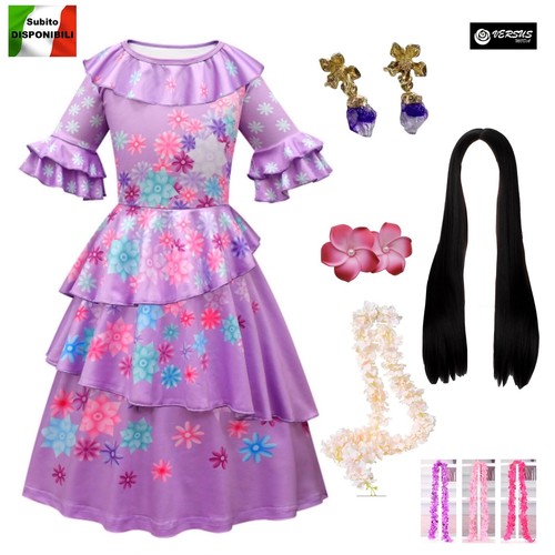 Isabela Costume Carnevale Encanto Maschera Bambina Vestito Cosplay Dress ENCAN06 - 第 1/21 張圖片