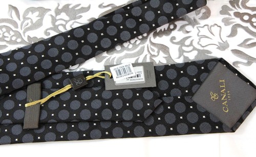 CANALI DOT TIE - BLACK GREY - NEW W/ TAG - FREE BOXED SHIP - Picture 5 of 5