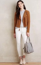 New $898 Paige Denim Tiana Moto Suede Cropped Jacket Size Medium Z352