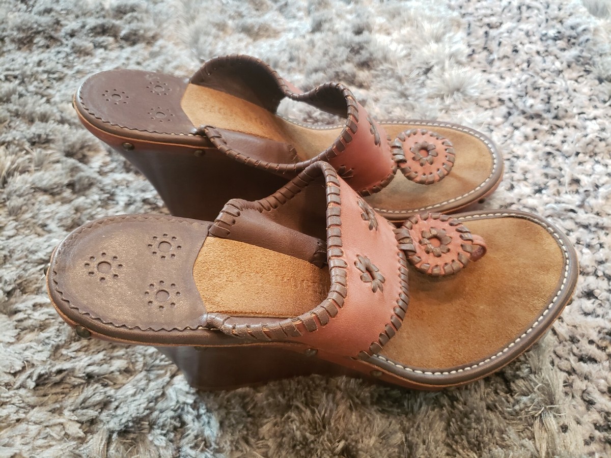 Jack Rogers Women's Marbella Wedge Sandals Wood Expresso Brown