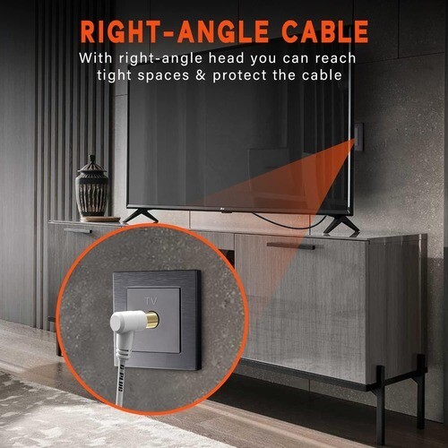 Long Tv Aerial Cable Right Angle with Plug Adapter Coaxial Satellite Cable TV - Picture 6 of 8