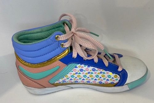 Love Pastry's Women's Shoes size 9 high tops Dance Hiphop Blue Green Pink Kisses - Picture 6 of 24