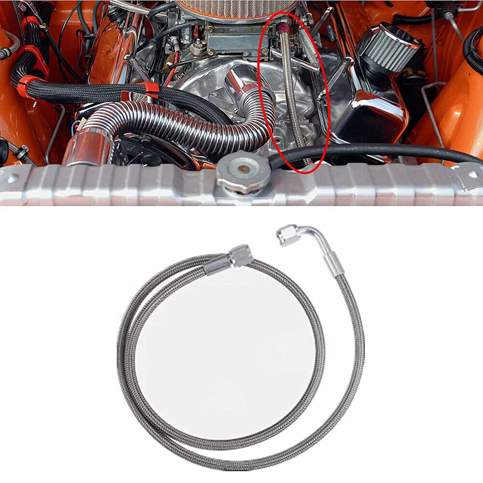 1PCS 90° 4AN Car Turbo Oil Feed Line 36" Turbo Feed Line Stainless Steel Braided - Imagem 4 de 4