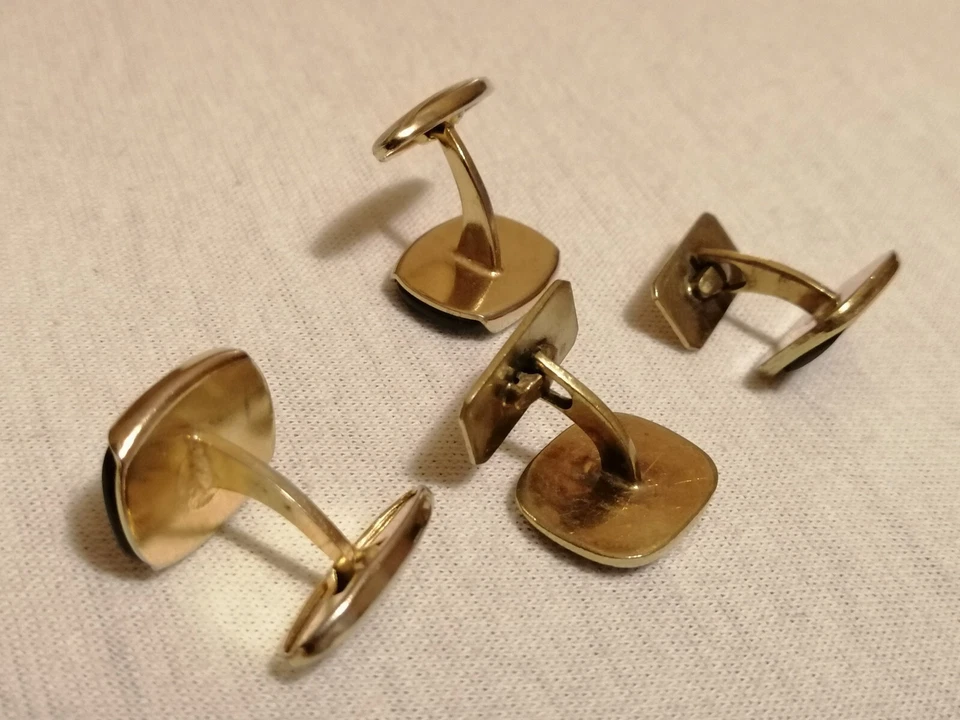 4x Manschettenknöpfe/Manschetten-Knöpfe Vintage Dandy Herren Gold&Perlmutt  - Bild 4 von 4