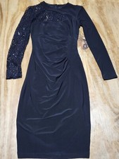cache dress Women 2 Cocktail Black Longsleeve Zip J9 Made In USA