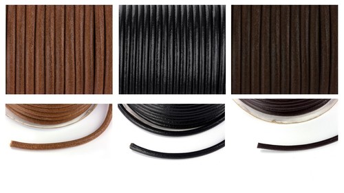 Lederband rund Ø 1 / 1,5 / 2 / 2,5 / 3 / 4 /mm Lederriemen Schnur Lederbänder - Bild 1 von 11