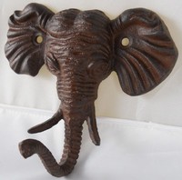 1 X Antiqued Reproduction Cast Iron Elephant Head Single Hook Wall Decor, New, F on sale 1 X Antiqued Reproduction Cast Iron Elephant Head Single Hook Wall Decor, New, F on sale