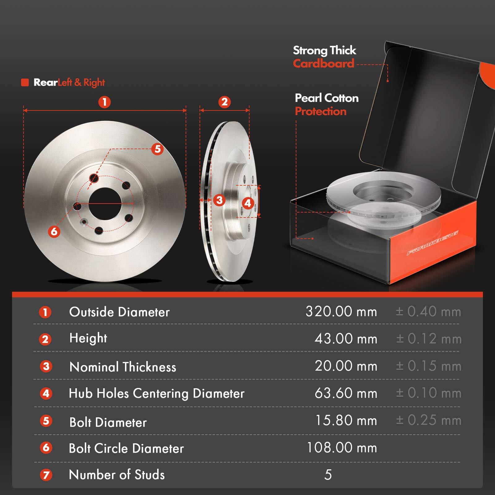 Brake Discs & Brake Pads Rear 320mm for Volvo S60 S60 V60 V90 XC60 XC90