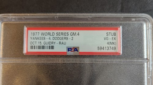 1977 MLB Serie Mundial Juego 4 Boleto Stub Yankees Dodgers PSA - Imagen 3 de 5