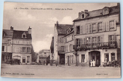 Cote D'Or Chatillon Sur-Seine France Postcard Hotel De La Poste c1910 Antique