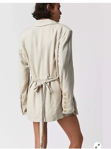 FREE PEOPLE OLIVIA BLAZER In Pebble Jacket Double Breasted size large NWT - Picture 4 of 9