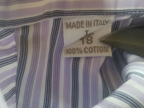 * BRIONI * Purple and Blue Striped French Cuff Men's Dress Shirt 18 x 35 - Picture 3 of 6