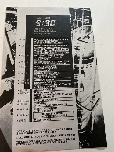 Vintage 80s Music Flyers Large Group Various Artists At The 9:30 Club In DC - Picture 10 of 17
