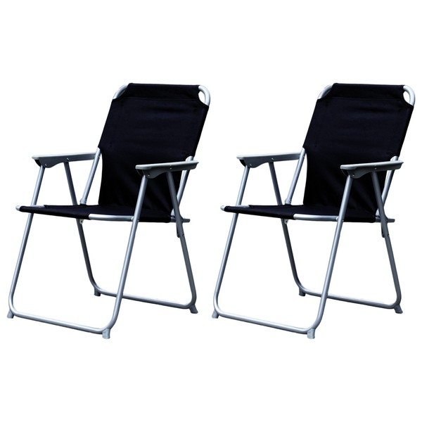 2Er Set Campingstuhl Metall Schwarz Anglerstuhl Regiestuhl Klappstuhl Faltstuhl-image