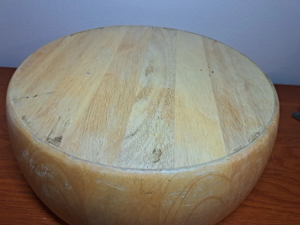 Large Solid Wood Bamboo? Serving Decor Bowl Straight Sides 14" x 5" 5 Lbs. Heavy - Image 3 of 4