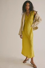 Freepeople Me & You Satin Midi Slip Color Acid Moss
