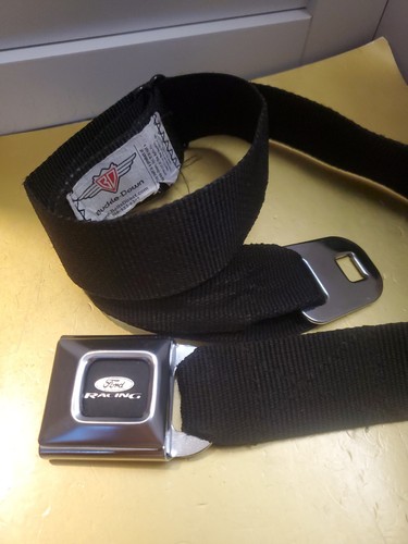Buckle-Down Ford Racing Seatbelt Buckle Belt Black 44" Max Adjustable