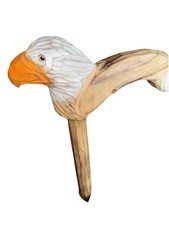 Vintage Carving Eagle Head Handle Wooden Walking Stick Cane EUC