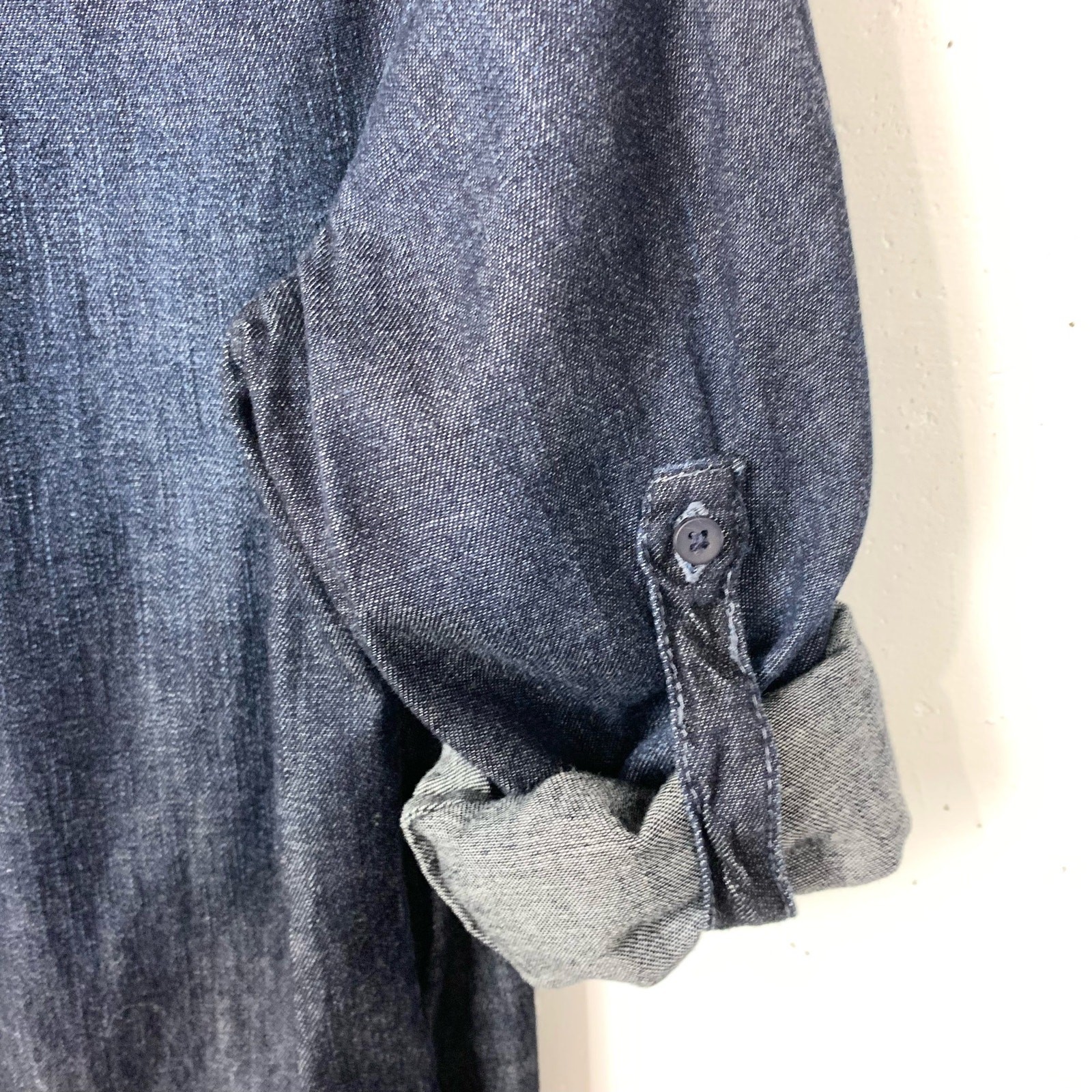 AG Adriano Goldschmied Womens Caden Denim Shirtdress Roll Tab Sleeve Blue Medium thumbnail 15