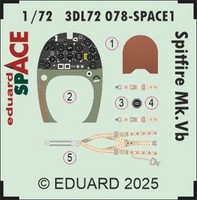 MW22 Eduard 3DL72078 Spitfire Mk.Vb Space 1/72 3D Decal For Eduard