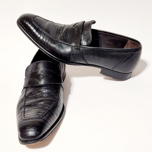 Mezlan 1968 Paso 84537 Black Lizard Penny Loafer Slip On Dress Shoes Mens 11M US - Picture 6 of 24