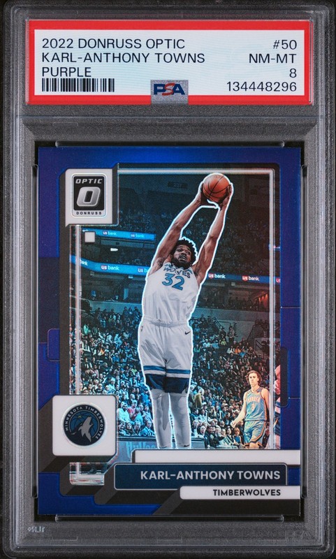 2022 PANINI DONRUSS OPTIC PURPLE #50 KARL-ANTHONY TOWNS PSA 8