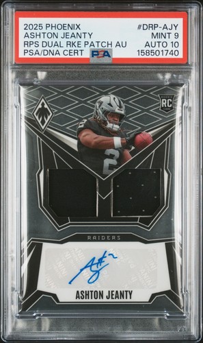2025 Ashton Jeanty RPS Dual Rookie Patch Auto /249 RC PSA 9 Las Vegas Raiders