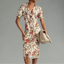 Anthropologie Pilcro Ruffle-Collar Buttondown Dress Size 2