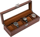 Wooden Watch Box for Men, 6 Slot Timber Watch Display Case, Wood Cases for Men W