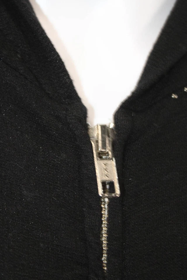 Monrow Mujer Negro Cremallera Completa Sudadera con Capucha Rayón Algodón Spandex Talla XS Foto 4 de 4