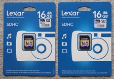 2 New, Sealed Lexar 16GB SDHC Multi-Use Memor...
