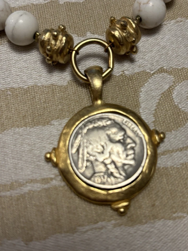 Susan Shaw American Indian Nickel White Turquoise Necklace - Image 4 of 4