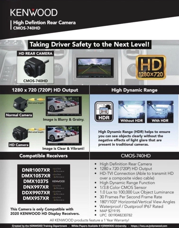 Cámara de visión trasera Kenwood CMOS-740HD Foto 2 de 2