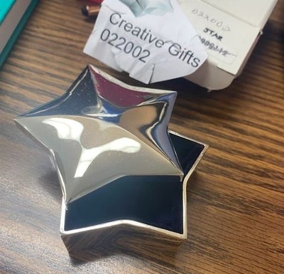 Star Shaped Jewelry Box - Silver Plated with Blue Velvet Lining